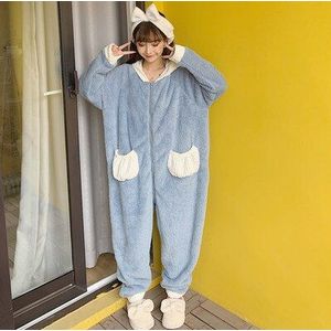 Herfst Winter Vrouwen Lange Mouw Stuk Pyjama Nachtjapon Flanel Nachthemden Zoete Meisjes Nachtkleding Schattige Prinses Coral Fleece 1475