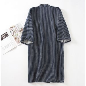 Katoen Kimono Stijl Badjas Mannen Lente Zomer En Herfst Dunne Gestoomde Badjas Negen-Kwart Mouwen Een Stuk robe Mannen Kimono