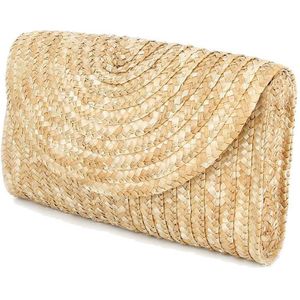 Stro Clutch Portemonnees Voor Vrouwen Zomer Strand Handtassen, Bruiloft Envelop Portemonnee Kleur: Bruin