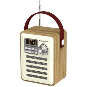 Fm Radio Retro Houten Doos Radio Met Handvat, Met Bluetooth Luidspreker Functie