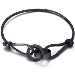 Dubbele Grijpende Heren Armband Enkelband In Zwart Koord Armband Cadeau Voor Vriendje