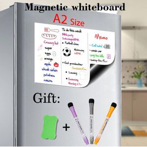 A2 Size 16.5 ""X 23.4"" Zachte Magnetische Whiteboard Dry Erase Maandelijkse Wekelijkse Planner Kalender Tafel Sterke Magnetische pen