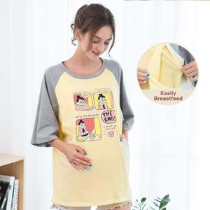 YATEMAO Mode Moederschap Pyjama Tops Zwangerschap T-shirt Moederschap Kleding voor Wemon Losser Tops Half Mouw Plus Size Casual top