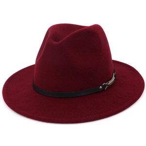 Winter Herfst Wol Effen Kleur Fedora Britse Vilt Cap Brede Rand Hoed Voor Vrouwen Mannen Jazz Kerk Hoeden panama Sombrero Caps