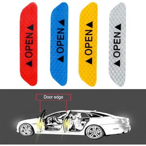 4 Stks/set Open Auto Deur Stickers Auto Waarschuwing Mark Reflecterende Strips Staart Achter Reflecterende Tape Rijveiligheid
