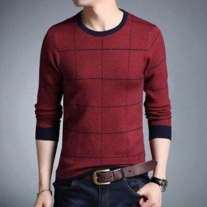 Pevsn Herfst Winter Mannen Trui Casual O-hals Plaid Coltrui Truien Mannen Slim Fit Gebreide Truien Kleding