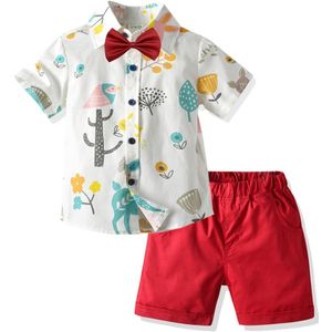 Keaiyouhuo Kinderen Korte Mouwen Leaf Shirt + Shorts Driedelige Jongen Zomer Strand Pak Babykleertjes pak Voor Jongens