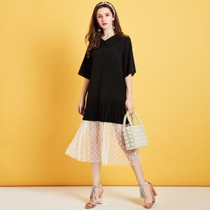 Artka Lente Zomer Vrouwen Jurk Casual Loose Dress Mesh Patchwork Jurken Korte Mouw T-shirt Dress ZA25005X