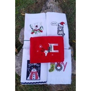 100% Katoen 5 Stuks Geborduurde Hand En Gezicht Handdoek 50X80 Gemaakt İn Turkije