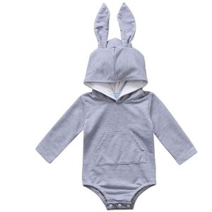 Leuke Pasgeboren Baby Meisjes Jongens Bunny 3D Oor Hooded Rompertjes Outfits Playsuit Herfst Winter Warm Lange Mouwen Baby Kleding Kleding