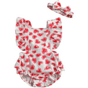 Focusnorm Valentines Dagen Baby Baby Meisjes Jongens Bodysuits Een Stuk Liefde Hart Print Mooie Jumpsuits