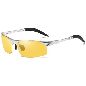 Yso Mannen Meekleurende Nachtzicht Bril Aluminium Frame Gepolariseerde Nachtkijker Voor Auto Rijden Anti Glare Mannen Bril