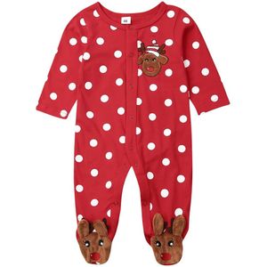 Mijn Eerste Kerst Baby Baby Rompertjes Mode Jongens Meisjes Gestippelde Herten Bloemen Top Broek Voet Romper Kid Outfit Kleding Maat 0-18M