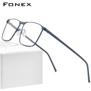 Fonex Pure Titanium Brilmontuur Mannen Recept Bril Voor Mannen Vierkante Brillen Bijziendheid Optische Frame Eyewear 8526
