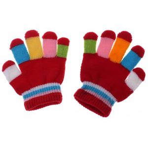 1 Paar Kids Handschoenen Volledige Vinger Warme Winter Kinderen Kleurrijke Streep Gebreide Jongens Meisjes Effen Handschoen Multi Kleur Elastische 19QF