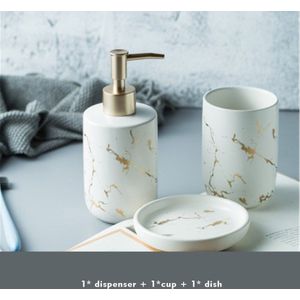 Badkamer Wassen Set Marmer Korrel Keramische Shampoo Dispenser Fles Mondwater Cup Zeepbakje Thuis Bad Wassen Accessoire Pak