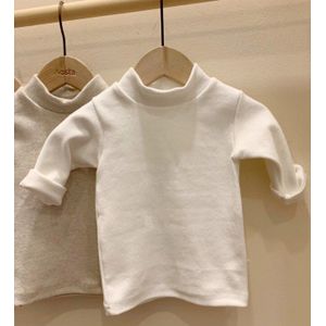 Lente En Herfst Baby T-shirts Basis Shirt Baby Pure Kleur Katoen Halve Hoge Kraag Lange Mouwen All -Matching top