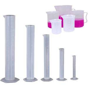 Plastic Afgestudeerd Cilinders en Plastic Bekers, 5pcs Plastic Afgestudeerd Cilinders