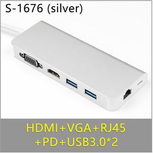 Adapter Usb C Naar Dual 3.0 Hub Hdmi Vga RJ45 Type C Pd Tf Converter Voor Macbook Air Pro 13 A2289 A2179 USB-C Adapter