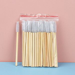 50 Stuks Bamboe Handvat Wimperborstels Wegwerp Wenkbrauw Borstel Wimper Extension Mascara Wands Applicator Vrouwen Makeup Tools