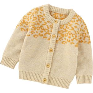 Kinderen Luipaard Print Trui Jas Lange Mouw O-hals Button-Up Gebreide Vest Baby Meisjes Herfst Winter Warme Jas tops