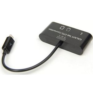 Zwart 3 In 1 Usb Connection Kit Hub Sd Mmc Tf Kaartlezer Adapter Voor Otg Mobiele Telefoon