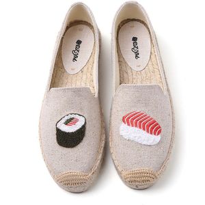 Emboridery Sushi bovenste, vrouwen lente platform slippers, in beige kleur