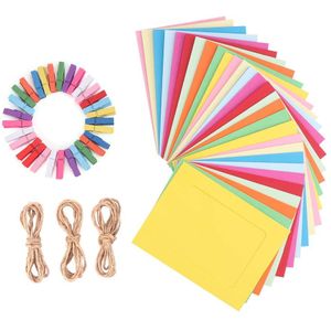 Fotolijst Set Diy Kleur Papier Meerdere Fotolijst Mini Houten Clips String Opknoping Karton Voor Thuis Wall Decor Kerst