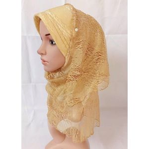 Maleisië Moslim Hijab Sjaal Effen Flower Lace Sjaal Vrouwen Hoofddoek Klaar Te Dragen Hijab Musulman Femme Foulard