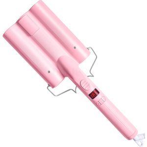32Mm Haar Waver Iron 3 Vat Krultang Wand Met Lcd Temp Keramische Toermalijn Haar Krulspelden 3 Triple Vaten haar Crimper