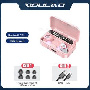 Bluetooth 5.1 Koptelefoon Tws Draadloze Hoofdtelefoon Touch Zaklamp Sport Waterdicht Muziek 2000Mah Oordopjes Met Microfoon Headsets