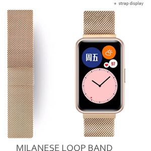 Milanese Loop Band Voor Huawei Horloge Fit Strap Accessoires Magnetische Roestvrij Stalen Riem Metalen Armband Huawei Horloge Fit Strap
