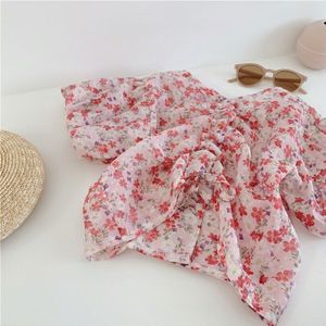 Wlg Meisjes Blouses Kids Zomer Korte Mouw Bloemen Gedrukt Cool Leuke Shirts Baby Meisje Mooie Tops Voor 1-6 jaar