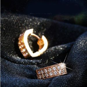 Nehzy 925 Sterling Zilveren Hartvormige Vrouwelijke Modellen Leuke Oorbellen Gold Wilde Super Flash Retro Crystal sieraden