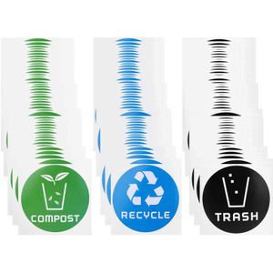 Ronde Recycle Prullenbak Recycle Sticker Teken Decal Trash Decal Voor Vuilnisbakken