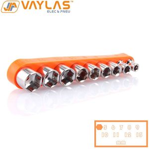 9Pcs Hex Size 5-13Mm Socket Bit Set Voor 1/4 Inch Dopsleutel Met Rubber Materiaal Oranje kleur Socket Bits Opslag