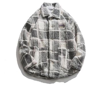 Heren Winter Gewatteerde Jas Plaid Parka Hip Hop Jas Voor Mannen Fleece Massaal Warm Uitloper Windjack Streetwear Harajuku