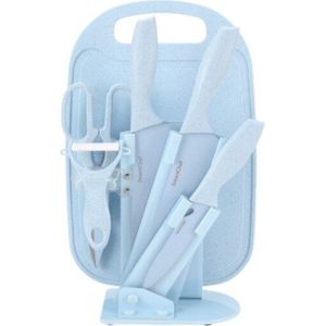 Tarwe Stro Mes Set Rvs Zeven Stuk Mes Set Keramische Mes Keuken Set Mes Schaar Fruit mes Houder