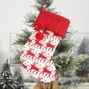 Kerst Gebreide Elanden Kerst Sokken Rode En Witte Wollen Gebreide Sokken Kinderen Bag Kerstboom Hanger