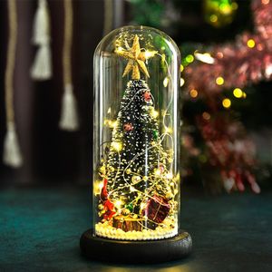 Kerstboom Glas Dome Display Base Led Fairy String Light Home Decor Slaapkamer Desk Night Light Voor Kerst