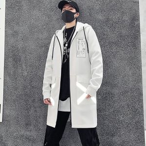 Mannen Harajuku Hip Hop Jassen Man Jas Lange Hoodie Katoen Mode Swag Jassen Jassen Streetwear Hombre Oversized Jas
