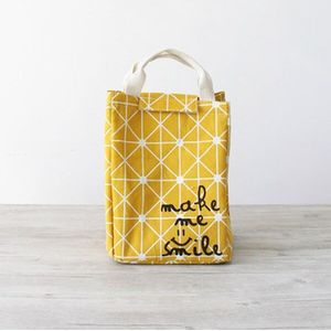 Plaid Koeltassen Vrouwen Draagbare Functionele Canvas Streep Geïsoleerde Thermische Voedsel Picknick Kids Cooler Lunchbox Tas Tote