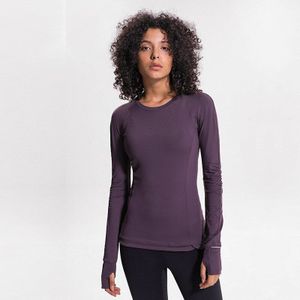 Mermaid Curve Gym Vrouwen Kleding Slim Fit Hip Lengte Runderful Lange Mouw Yoga Shirts Top Ritssluiting Pocket Running T-shirt