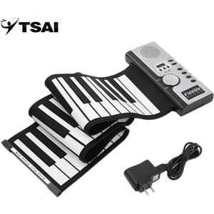 Tsai Piano Elektronische Zwart-wit 61 Toetsen Universele Flexibele Roll Up Soft Keyboard Piano Voor Guitarra Spelers Populaire
