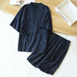 Japanse Kimono Korte Mouwen Shorts Pak Mannen Pyjama Twee-Stuk Zomer Katoen Yukata Plus Size Badjas nachtkleding Voor Mannen