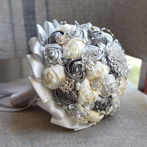 Bourgondië Broche Boeket Ivoor Bruid Boeketten de mariage Kunstmatige Crystal Wedding Bloemen buque de noiva 4 Kleuren TL06