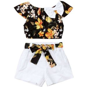 UK Leuke Bloemen Kids Peuter Baby Girl 1 T-5 T Vest Crop Tops Korte Broek Outfit Kleding