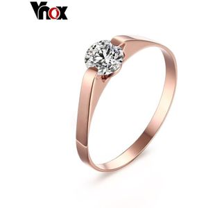 Vnox Vrouwen Rose Goud-Kleur Ring Trendy Cubic Zircon Stone Engagement Ringen Voor Meisje