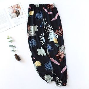Leggings Vrouwen Slapen Broek Zomer Mosquito Proof Pyjamabroek Losse Viscose Print Elastische Taille Satijn Slaap Bodems