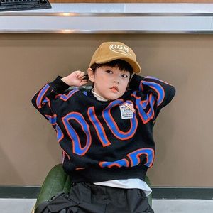 Jongens Fleece Gevoerde Allover Gedrukt Brief Trui Winter Stijl Koreaanse Stijl Top Populaire Kinderkleding kleding